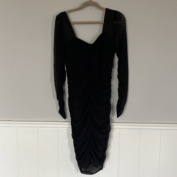 Shein curve black ruched bodycon dress size 0X - Picture 2 of 5